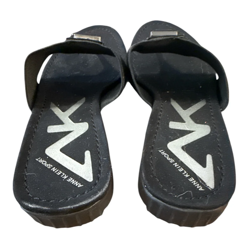 Anne Klein Sport Women's Studded Thong Sandals, Black, Size 8